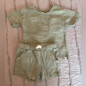 Little Planet Green Turtle Print Set